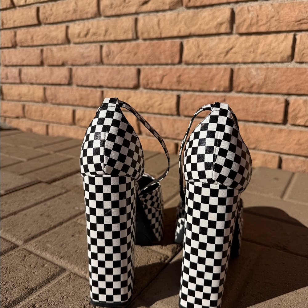 Checkered Platform Heels - image 4